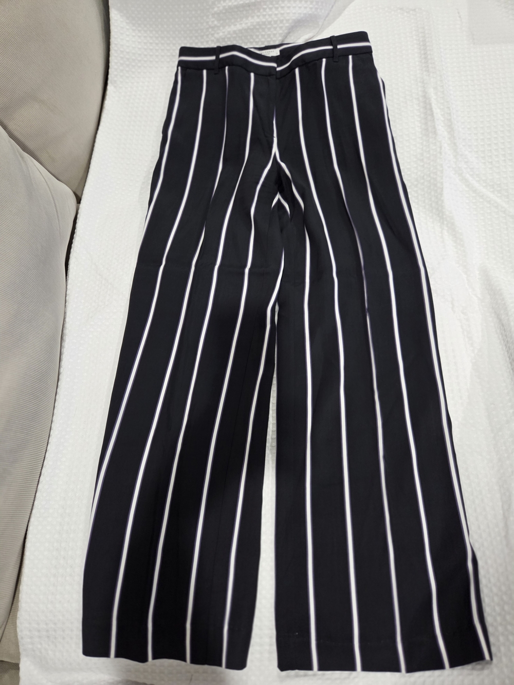 Equipment Femme Silk Striped Trousers Black & White
